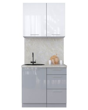 ГОТОВАЯ КУХНЯ ПЛАСТИК 0,9А (БЕЛЫЙ ГЛЯНЕЦ/ ТУМАННЫЙ ГЛЯНЕЦ)