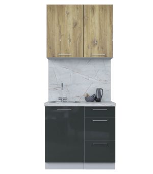 ГОТОВАЯ КУХНЯ ПЛАСТИК 0,9А (ДУБ ЭПОКСИД/ АНТРАЦИТ ГЛЯНЕЦ)