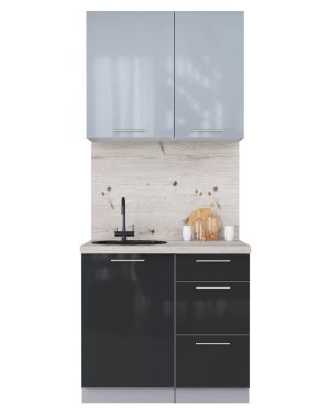 ГОТОВАЯ КУХНЯ ПЛАСТИК 0,9А (ТУМАННЫЙ ГЛЯНЕЦ/ АНТРАЦИТ ГЛЯНЕЦ)