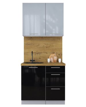 ГОТОВАЯ КУХНЯ ПЛАСТИК 0,9А (ТУМАННЫЙ ГЛЯНЕЦ/ ЧЕРНЫЙ ГЛЯНЕЦ)