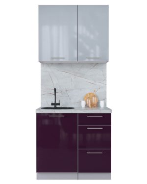 ГОТОВАЯ КУХНЯ ПЛАСТИК 0,9А (ТУМАННЫЙ ГЛЯНЕЦ/ СЛИВА ГЛЯНЕЦ)