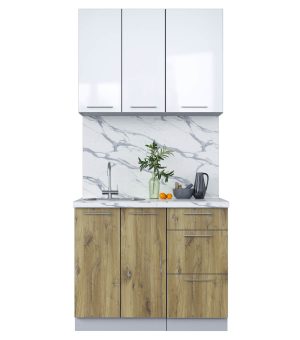 ГОТОВАЯ КУХНЯ ПЛАСТИК 1,0А (БЕЛЫЙ ГЛЯНЕЦ/ ДУБ ЭПОКСИД)