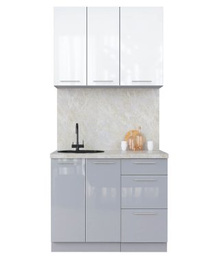 ГОТОВАЯ КУХНЯ ПЛАСТИК 1,0А (БЕЛЫЙ ГЛЯНЕЦ/ ТУМАННЫЙ ГЛЯНЕЦ)