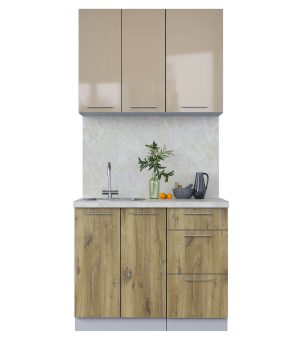 ГОТОВАЯ КУХНЯ ПЛАСТИК 1,0А (КАПУЧИНО/ ДУБ ЭПОКСИД)