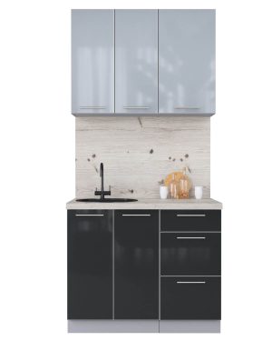 ГОТОВАЯ КУХНЯ ПЛАСТИК 1,0А (ТУМАННЫЙ ГЛЯНЕЦ/ АНТРАЦИТ ГЛЯНЕЦ)