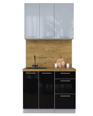 ГОТОВАЯ КУХНЯ ПЛАСТИК 1,0А (ТУМАННЫЙ ГЛЯНЕЦ/ ЧЕРНЫЙ ГЛЯНЕЦ)