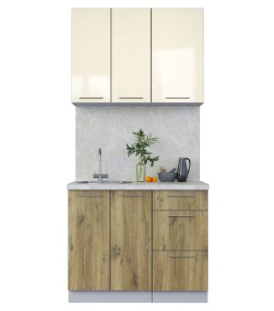 ГОТОВАЯ КУХНЯ ПЛАСТИК 1,0А (ВАНИЛЬ ГЛЯНЕЦ/ ДУБ ЭПОКСИД)