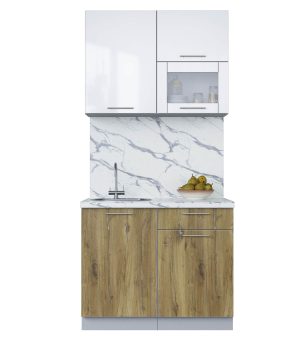 ГОТОВАЯ КУХНЯ ПЛАСТИК 1,0В (БЕЛЫЙ ГЛЯНЕЦ/ ДУБ ЭПОКСИД)