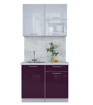 ГОТОВАЯ КУХНЯ ПЛАСТИК 1,0В (ТУМАННЫЙ ГЛЯНЕЦ/ СЛИВА ГЛЯНЕЦ)