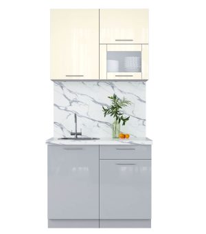 ГОТОВАЯ КУХНЯ ПЛАСТИК 1,0В (ВАНИЛЬ ГЛЯНЕЦ/ ТУМАННЫЙ ГЛЯНЕЦ)