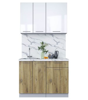 ГОТОВАЯ КУХНЯ ПЛАСТИК 1,1А (БЕЛЫЙ ГЛЯНЕЦ/ ДУБ ЭПОКСИД)