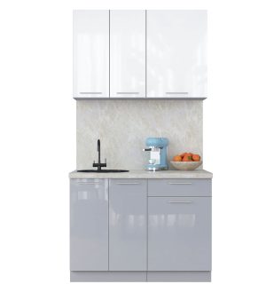 ГОТОВАЯ КУХНЯ ПЛАСТИК 1,1А (БЕЛЫЙ ГЛЯНЕЦ/ ТУМАННЫЙ ГЛЯНЕЦ)