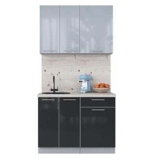 ГОТОВАЯ КУХНЯ ПЛАСТИК 1,1А (ТУМАННЫЙ ГЛЯНЕЦ/ АНТРАЦИТ ГЛЯНЕЦ)