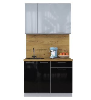 ГОТОВАЯ КУХНЯ ПЛАСТИК 1,1А (ТУМАННЫЙ ГЛЯНЕЦ/ ЧЕРНЫЙ ГЛЯНЕЦ)