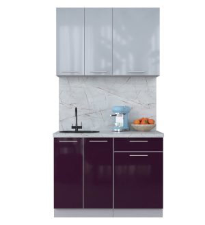 ГОТОВАЯ КУХНЯ ПЛАСТИК 1,1А (ТУМАННЫЙ ГЛЯНЕЦ/ СЛИВА ГЛЯНЕЦ)