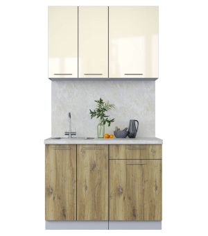 ГОТОВАЯ КУХНЯ ПЛАСТИК 1,1А (ВАНИЛЬ ГЛЯНЕЦ/ ДУБ ЭПОКСИД)