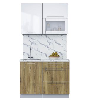 ГОТОВАЯ КУХНЯ ПЛАСТИК 1,1В (БЕЛЫЙ ГЛЯНЕЦ/ ДУБ ЭПОКСИД)