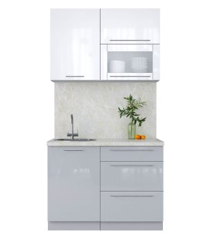 ГОТОВАЯ КУХНЯ ПЛАСТИК 1,1В (БЕЛЫЙ ГЛЯНЕЦ/ ТУМАННЫЙ ГЛЯНЕЦ)