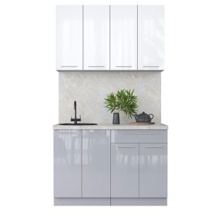 ГОТОВАЯ КУХНЯ ПЛАСТИК 1,2А (БЕЛЫЙ ГЛЯНЕЦ/ ТУМАННЫЙ ГЛЯНЕЦ)