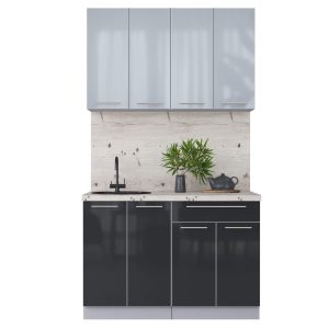 ГОТОВАЯ КУХНЯ ПЛАСТИК 1,2А (ТУМАННЫЙ ГЛЯНЕЦ/ АНТРАЦИТ ГЛЯНЕЦ)