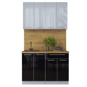 ГОТОВАЯ КУХНЯ ПЛАСТИК 1,2А (ТУМАННЫЙ ГЛЯНЕЦ/ ЧЕРНЫЙ ГЛЯНЕЦ)