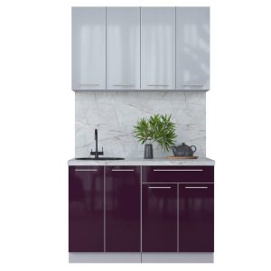 ГОТОВАЯ КУХНЯ ПЛАСТИК 1,2А (ТУМАННЫЙ ГЛЯНЕЦ/ СЛИВА ГЛЯНЕЦ)