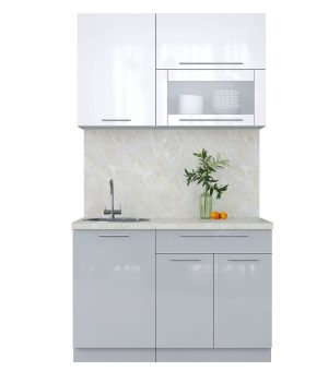 ГОТОВАЯ КУХНЯ ПЛАСТИК 1,2В (БЕЛЫЙ ГЛЯНЕЦ/ ТУМАННЫЙ ГЛЯНЕЦ)