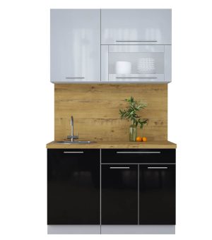 ГОТОВАЯ КУХНЯ ПЛАСТИК 1,2В (ТУМАННЫЙ ГЛЯНЕЦ/ ЧЕРНЫЙ ГЛЯНЕЦ)