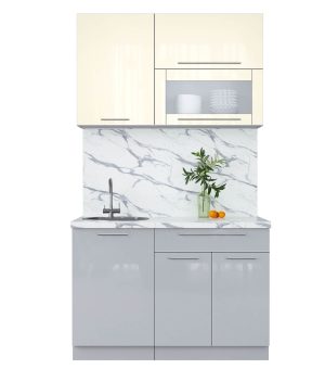 ГОТОВАЯ КУХНЯ ПЛАСТИК 1,2В (ВАНИЛЬ ГЛЯНЕЦ/ ТУМАННЫЙ ГЛЯНЕЦ)