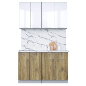 ГОТОВАЯ КУХНЯ ПЛАСТИК 1,3А (БЕЛЫЙ ГЛЯНЕЦ/ ДУБ ЭПОКСИД)