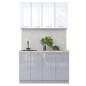 ГОТОВАЯ КУХНЯ ПЛАСТИК 1,3А (БЕЛЫЙ ГЛЯНЕЦ/ ТУМАННЫЙ ГЛЯНЕЦ)