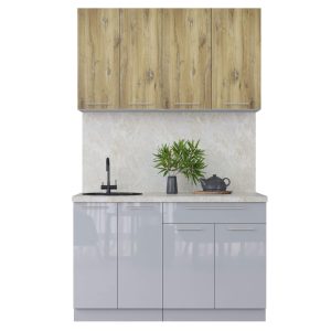 ГОТОВАЯ КУХНЯ ПЛАСТИК 1,3А (ДУБ ЭПОКСИД/ ТУМАННЫЙ ГЛЯНЕЦ)