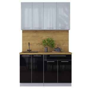 ГОТОВАЯ КУХНЯ ПЛАСТИК 1,3А (ТУМАННЫЙ ГЛЯНЕЦ/ ЧЕРНЫЙ ГЛЯНЕЦ)