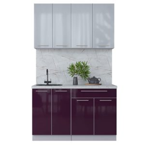 ГОТОВАЯ КУХНЯ ПЛАСТИК 1,3А (ТУМАННЫЙ ГЛЯНЕЦ/ СЛИВА ГЛЯНЕЦ)