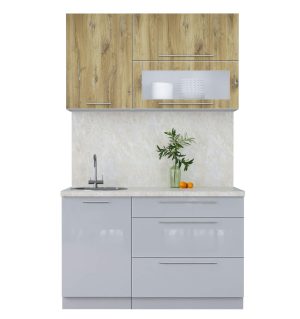 ГОТОВАЯ КУХНЯ ПЛАСТИК 1,3В (ДУБ ЭПОКСИД/ ТУМАННЫЙ ГЛЯНЕЦ)