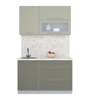 ГОТОВАЯ КУХНЯ ПЛАСТИК 1,3В (ЛАТТЕ/ КВАРЦЕВЫЙ)