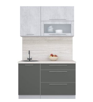 ГОТОВАЯ КУХНЯ ПЛАСТИК 1,3В (ОКСИД СВЕТЛЫЙ/ ШТОРМ)