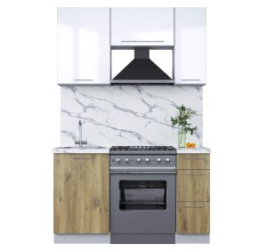 ГОТОВАЯ КУХНЯ ПЛАСТИК 1,4А (БЕЛЫЙ ГЛЯНЕЦ/ ДУБ ЭПОКСИД)