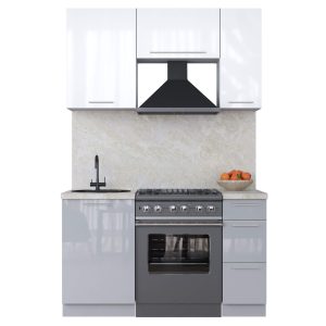 ГОТОВАЯ КУХНЯ ПЛАСТИК 1,4А (БЕЛЫЙ ГЛЯНЕЦ/ ТУМАННЫЙ ГЛЯНЕЦ)