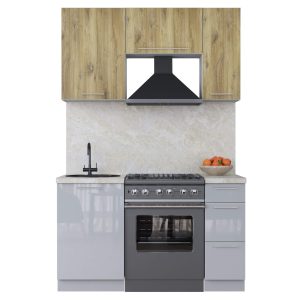 ГОТОВАЯ КУХНЯ ПЛАСТИК 1,4А (ДУБ ЭПОКСИД/ ТУМАННЫЙ ГЛЯНЕЦ)