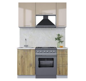 ГОТОВАЯ КУХНЯ ПЛАСТИК 1,4А (КАПУЧИНО ГЛЯНЕЦ/ ДУБ ЭПОКСИД)