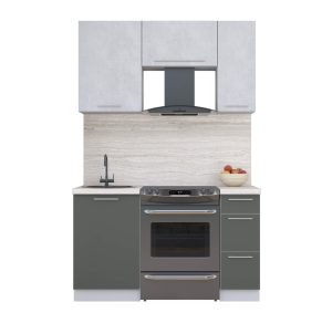 ГОТОВАЯ КУХНЯ ПЛАСТИК 1,4А (ОКСИД СВЕТЛЫЙ/ ШТОРМ)