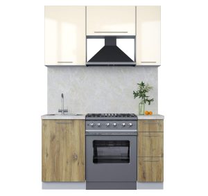 ГОТОВАЯ КУХНЯ ПЛАСТИК 1,4А (ВАНИЛЬ ГЛЯНЕЦ/ ДУБ ЭПОКСИД)