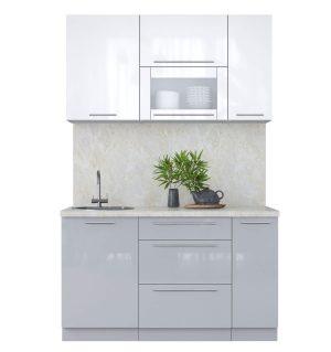 ГОТОВАЯ КУХНЯ ПЛАСТИК 1,4В (БЕЛЫЙ ГЛЯНЕЦ/ ТУМАННЫЙ ГЛЯНЕЦ)