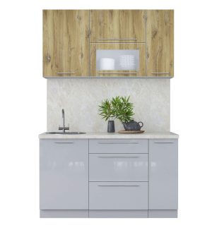 ГОТОВАЯ КУХНЯ ПЛАСТИК 1,4В (ДУБ ЭПОКСИД/ ТУМАННЫЙ ГЛЯНЕЦ)