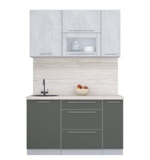 ГОТОВАЯ КУХНЯ ПЛАСТИК 1,4В (ОКСИД СВЕТЛЫЙ/ ШТОРМ)