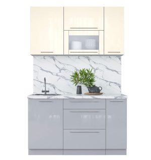 ГОТОВАЯ КУХНЯ ПЛАСТИК 1,4В (ВАНИЛЬ ГЛЯНЕЦ/ ТУМАННЫЙ ГЛЯНЕЦ)