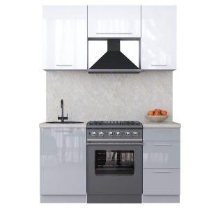 ГОТОВАЯ КУХНЯ ПЛАСТИК 1,5А (БЕЛЫЙ ГЛЯНЕЦ/ ТУМАННЫЙ ГЛЯНЕЦ)