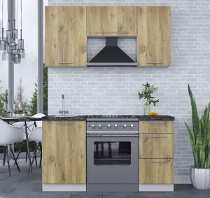 ГОТОВАЯ КУХНЯ ПЛАСТИК 1,5А (ДУБ ЭПОКСИД/ ДУБ ЭПОКСИД)