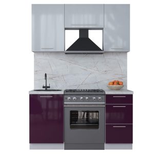 ГОТОВАЯ КУХНЯ ПЛАСТИК 1,5А (ТУМАННЫЙ ГЛЯНЕЦ/ СЛИВА ГЛЯНЕЦ)